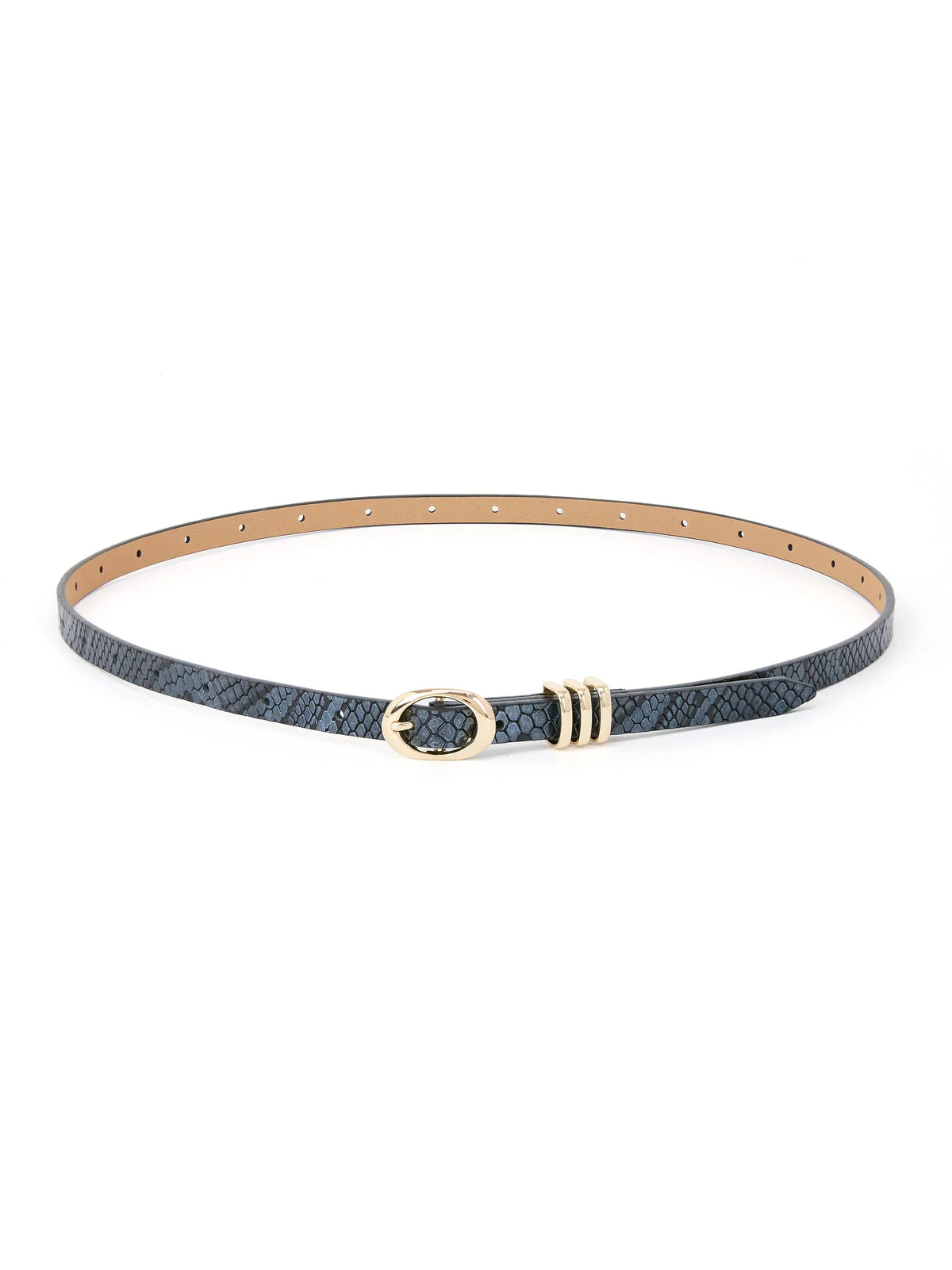 Classic Skinny Belt in Grey Snake