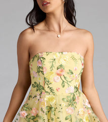 Emilliana Lace-Up Floral Embroidered Skater Dress