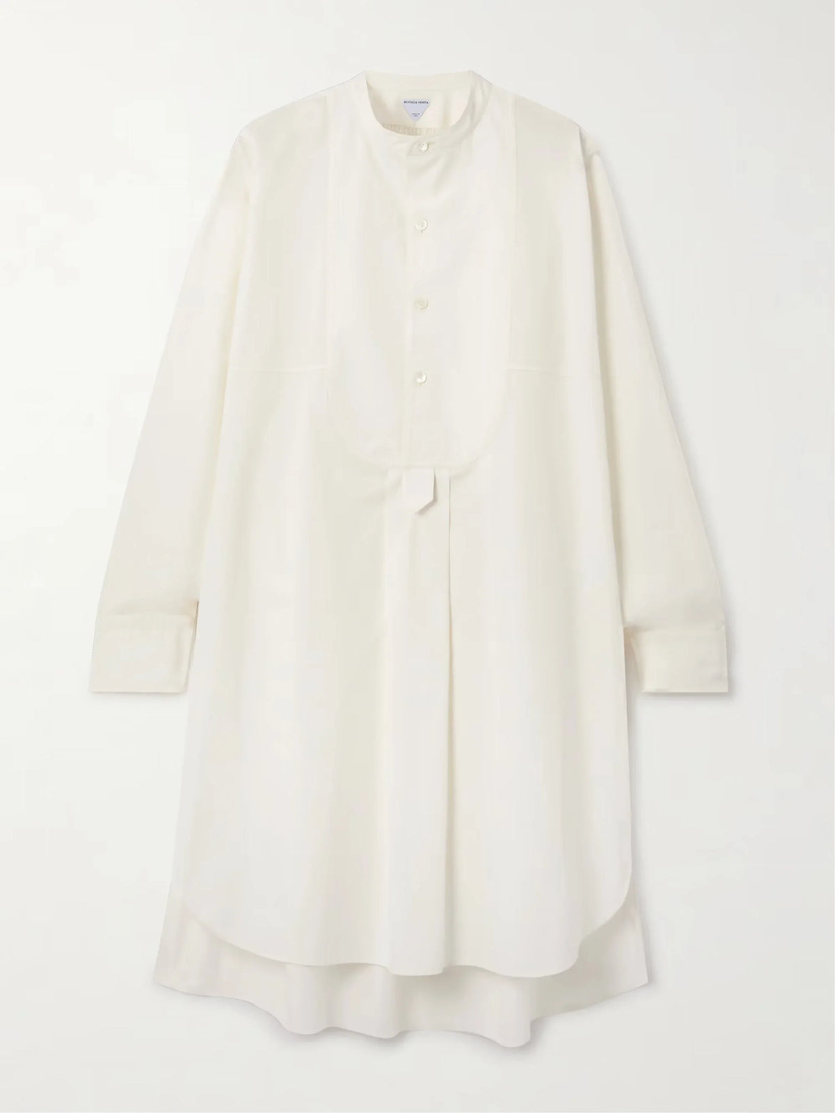 Asymmetric pleated cotton-blend poplin midi dress