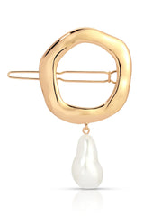Open Circle Pearl Barrette