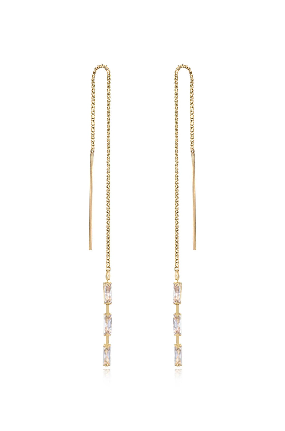 Crystal Baguette Threader Earrings