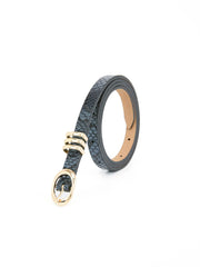 Classic Skinny Belt in Grey Snake