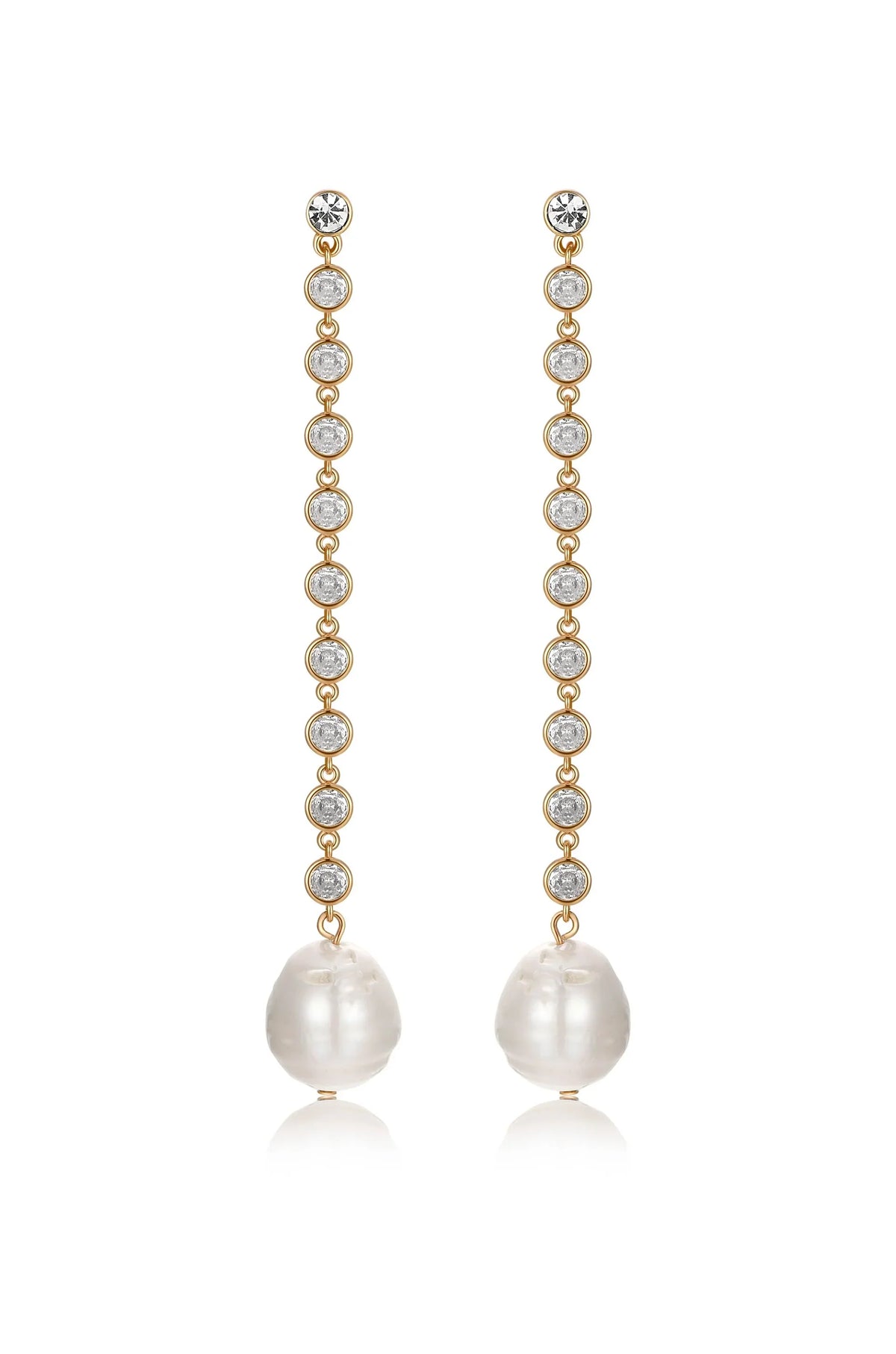 Crystal Chain Pearl Drop Earrings