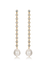 Crystal Chain Pearl Drop Earrings