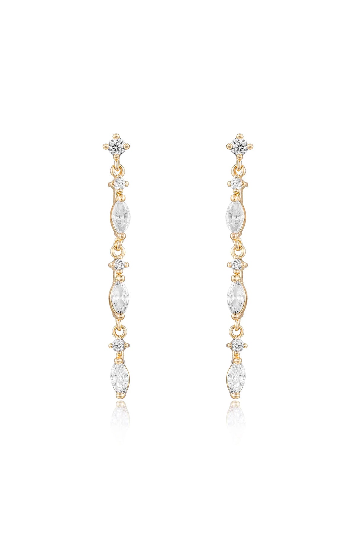 Dainty Linear Crystal Drop Earrings