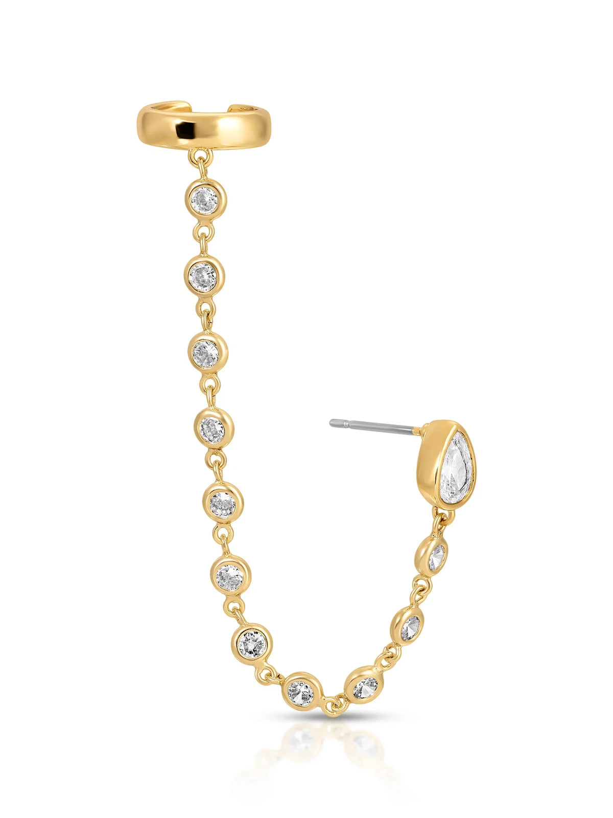 Ear Cuff Crystal Chain Stud
