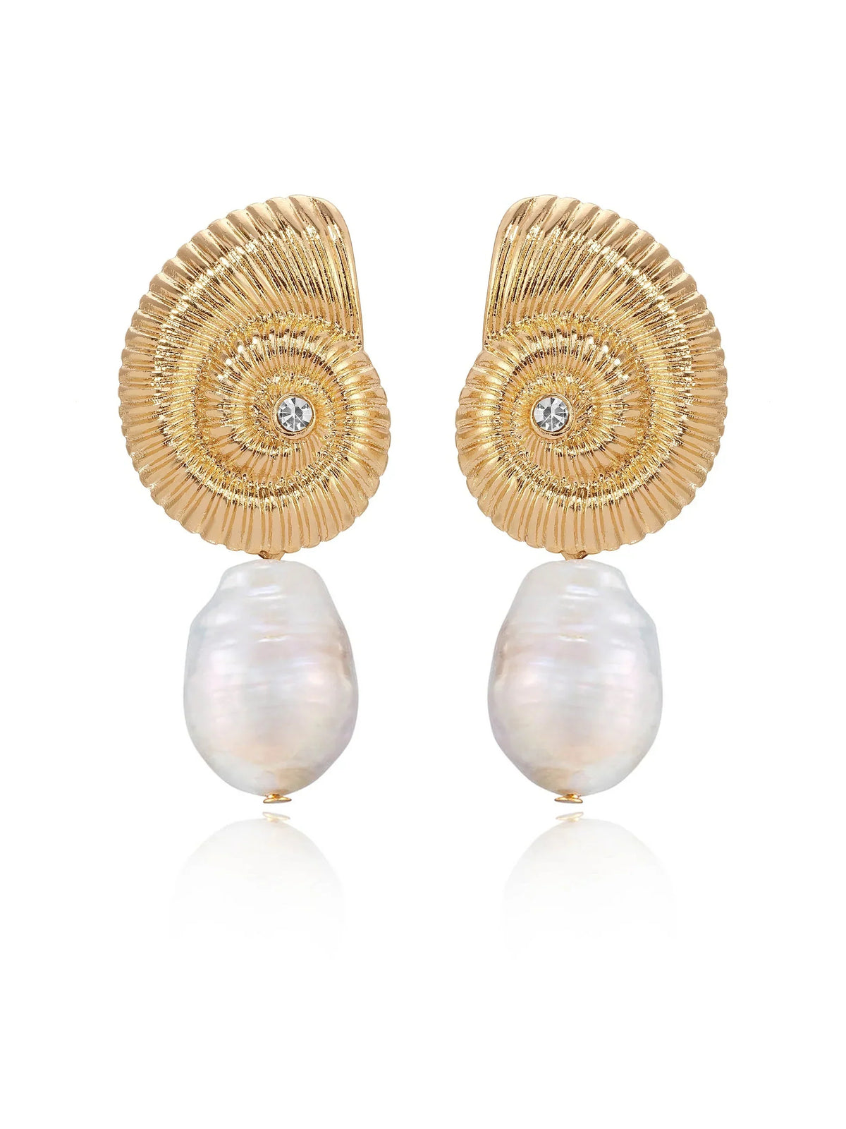 Nautilus Shell Freshwater Pearl Earrings