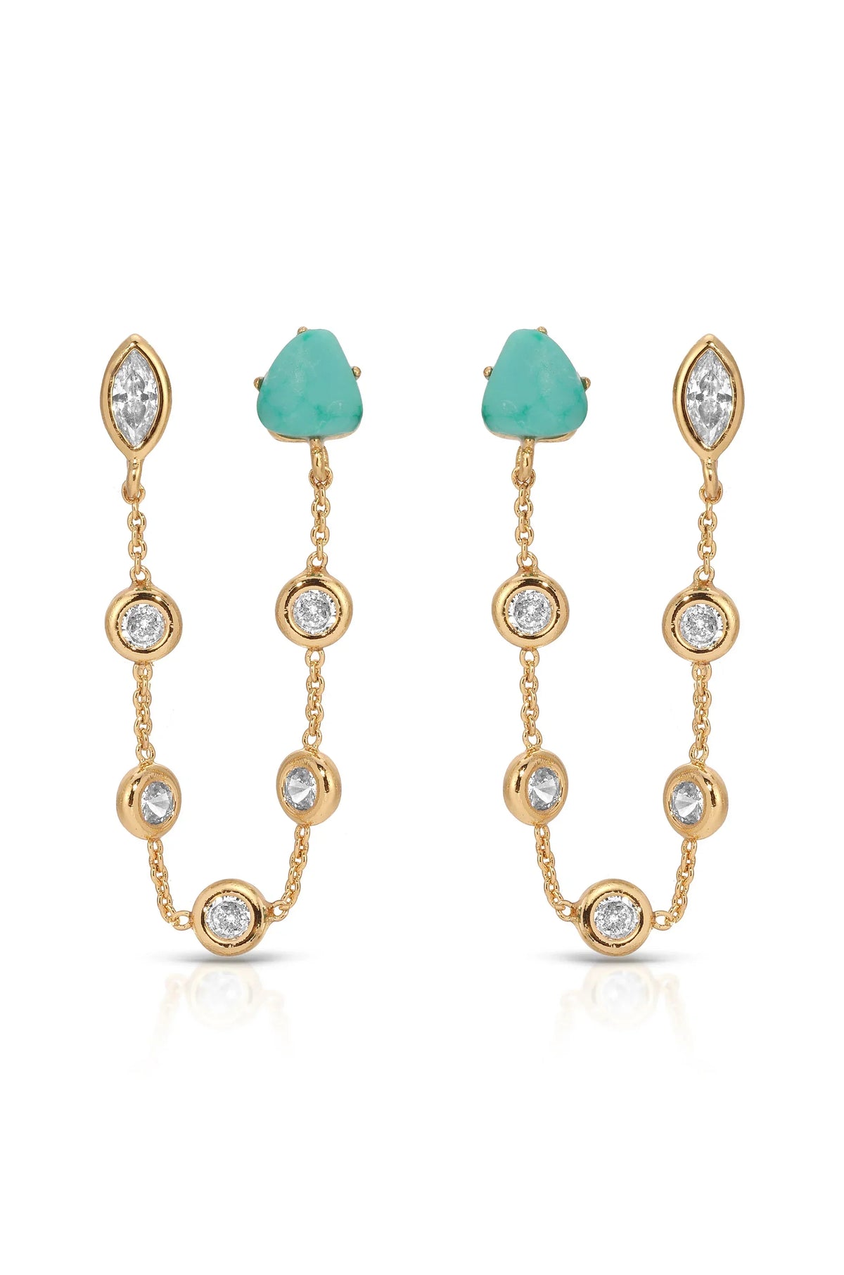 Double Piercing Turquoise Earrings