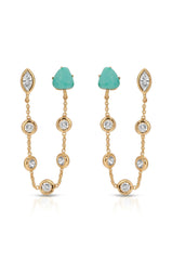 Double Piercing Turquoise Earrings