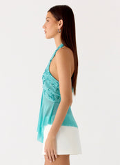 Feature Me Beaded Top - Blue