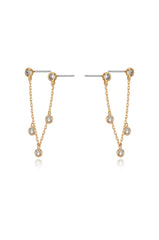 Double Piercing Multi-Crystal Dangle Earrings