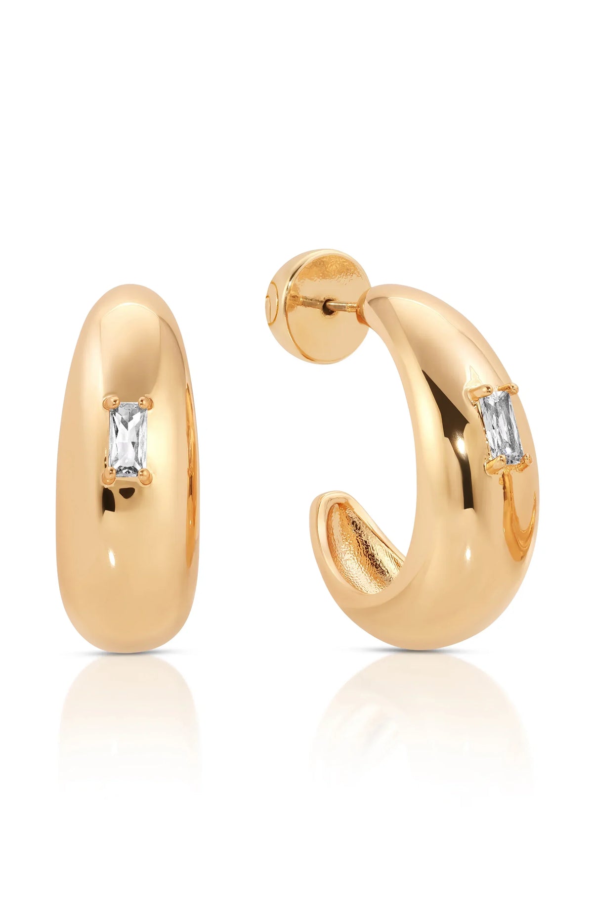 Oval Dome Baguette Hoops
