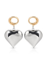 Chunky Heart Mixed Metal Earrings